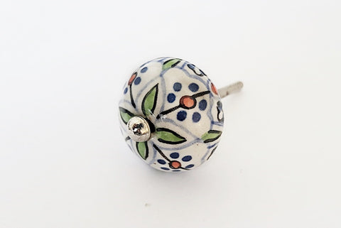 Ceramic unique blue green moroccan style small 35mm round door knob G7