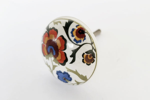 Ceramic colorful floral print 4cm round door knob GF4