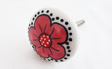 Ceramic pink shabby chic flower 4cm round door knob E8