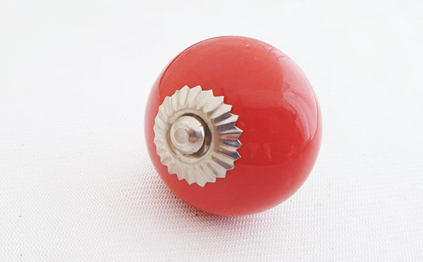 Ceramic vibrant red round 4cm door knob CF1+