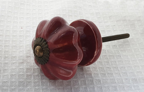 Ceramic vibrant burgundy  4.5cm pumpkin door knob H15