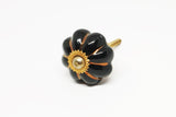 small 32mm ceramic black gold pumpkin door knobs pulls handles F16