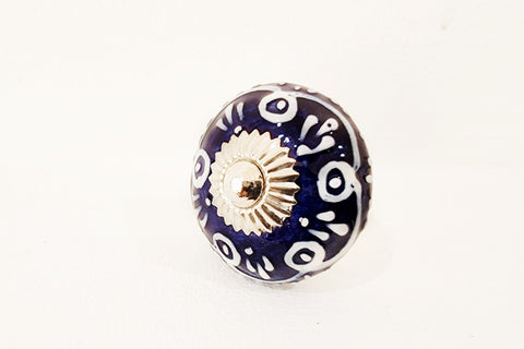 Ceramic dark blue Moroccan style 4cm round door knob SB